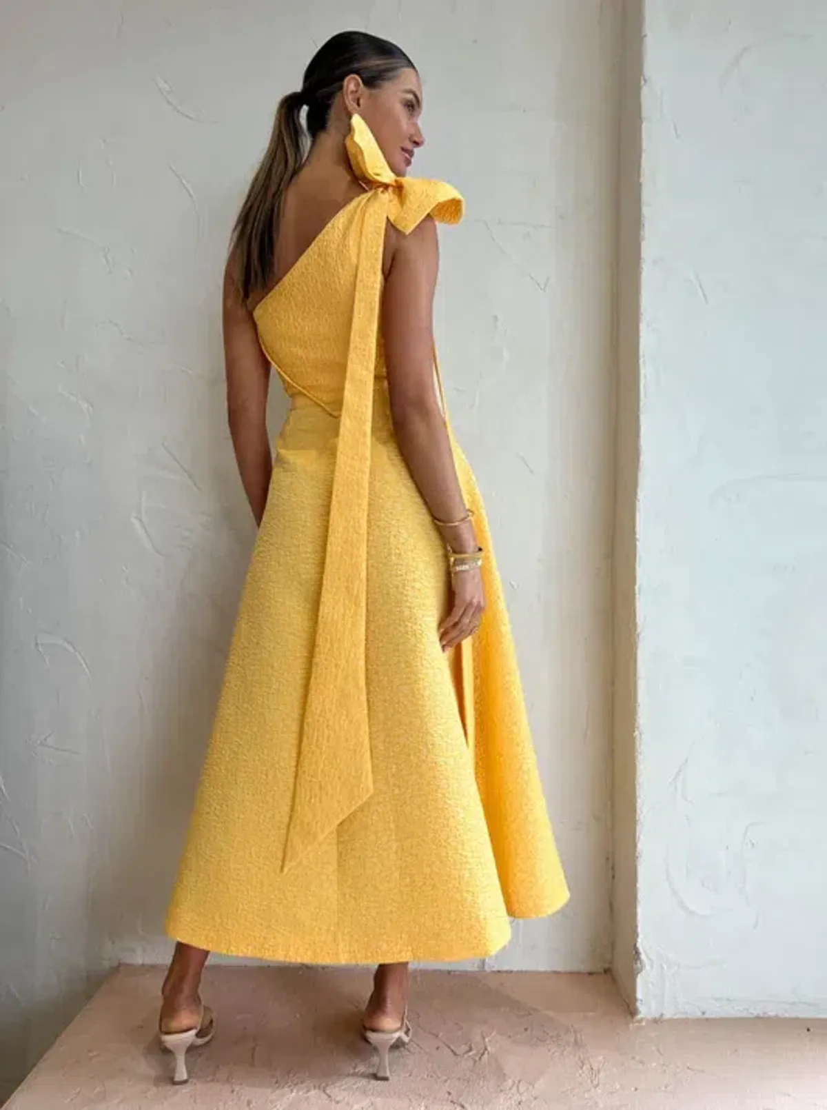 Rachel Gilbert Emiliano Midi Dress Lemondrop Size 1 / AU 8 - Image 3
