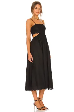 Zimmermann Jude Scalloped Linen Midi Dress Black Size 3/AU 14 for rent on The Volte - image 2