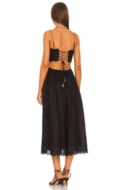Zimmermann Jude Scalloped Linen Midi Dress Black Size 3/AU 14 for rent on The Volte - image 3