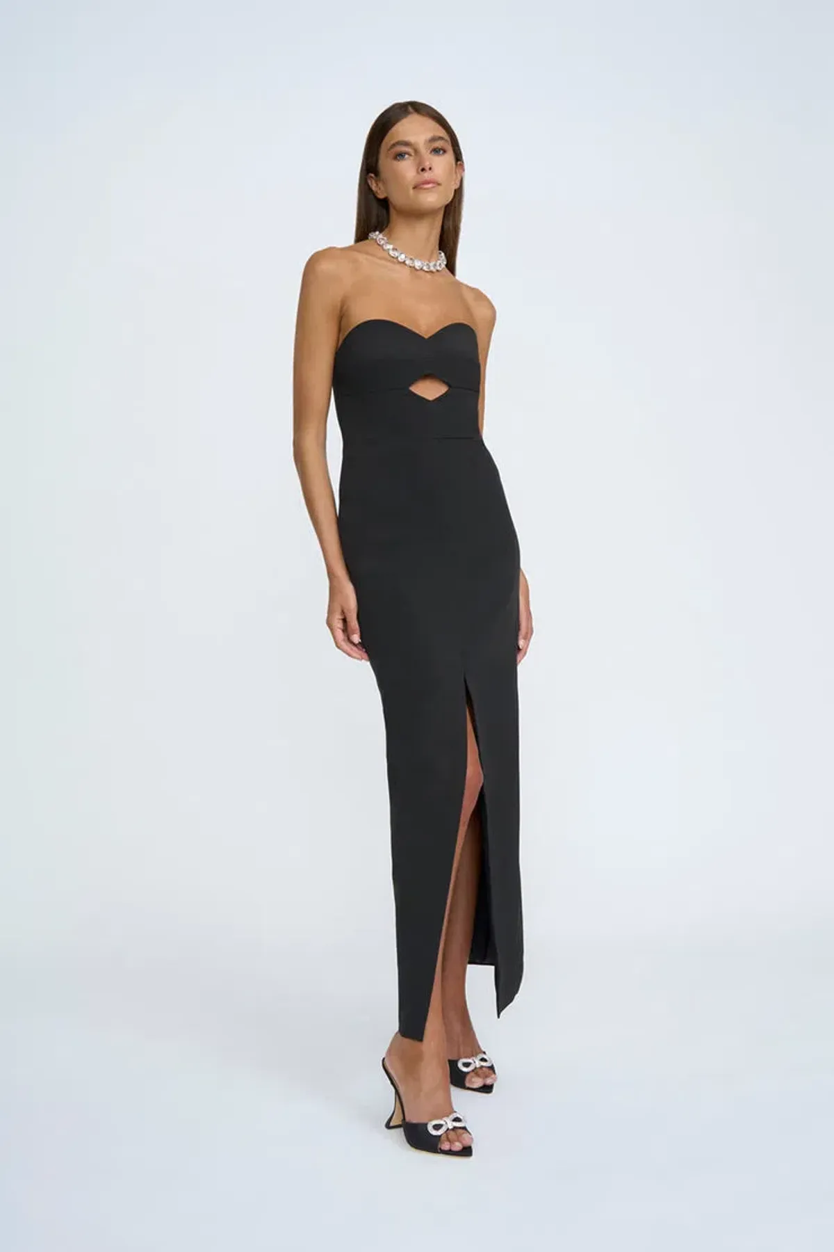 By Johnny Diamond Strapless Split Midi Dress Black Size 8 - Image 1