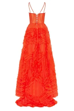 Milla Tangerine Tulle Ornament Maxi Dress Orange Size 8 for rent on The Volte - image 5