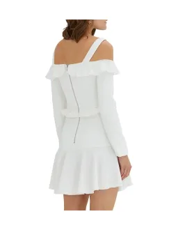 By Johnny Marie Gold Dust Mini Dress White Size 6 for rent on The Volte - image 2