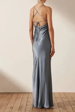 SHONA JOY LA LUNE LACE BACK MAXI DRESS - BLUE SMOKE (SIZE 10) for rent on The Volte - image 2