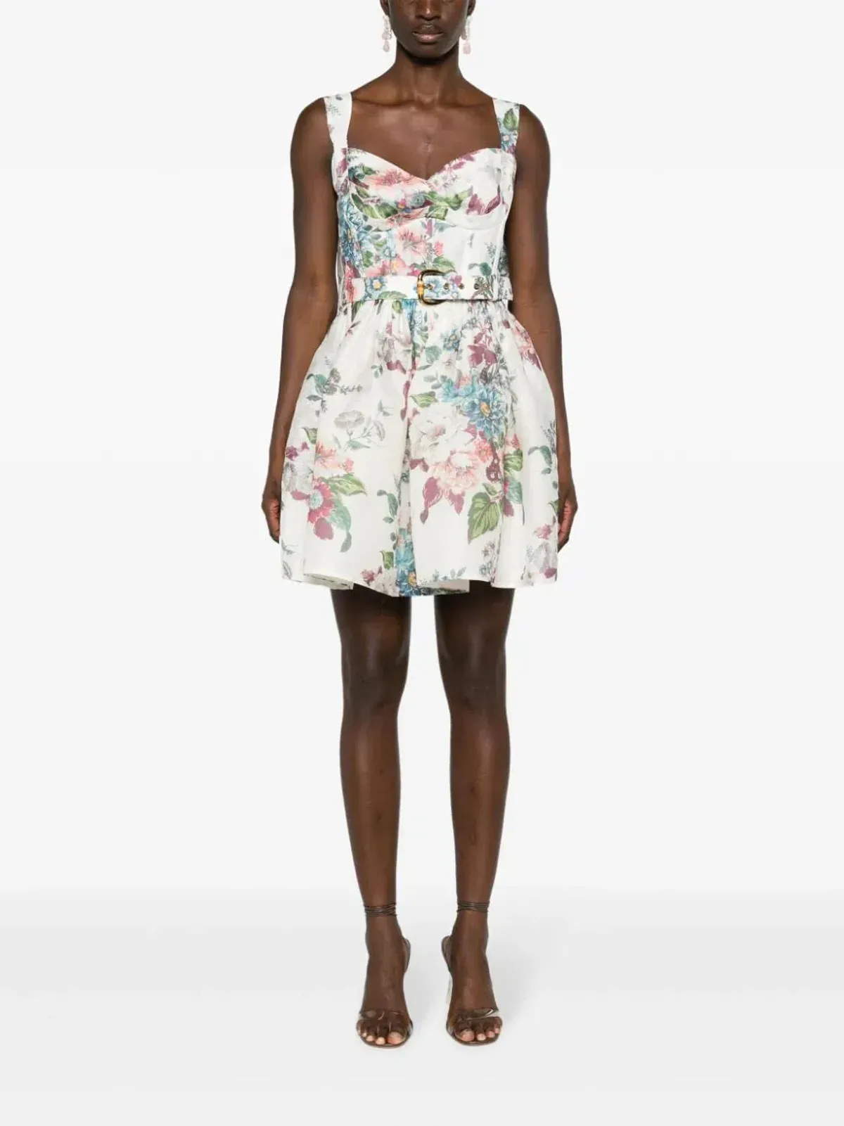 Zimmermann The Matchmaker Mini Dress In Ivory Barkcloth Print Size 0p/Au 6 - Image 1