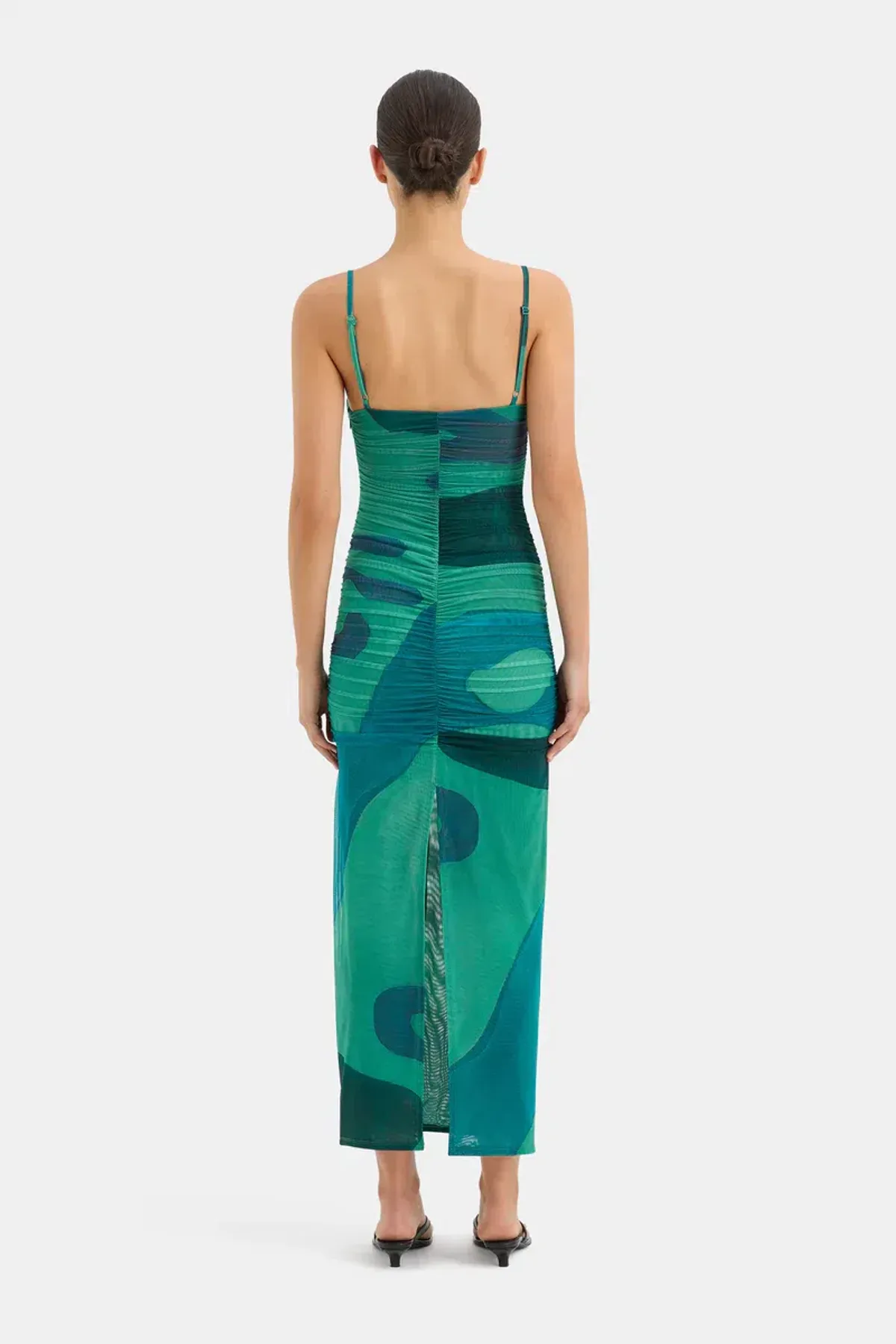 Sir the Label Frankie Gathered Midi Dress Emerald Reflection Size 1 / AU 8 - Image 2