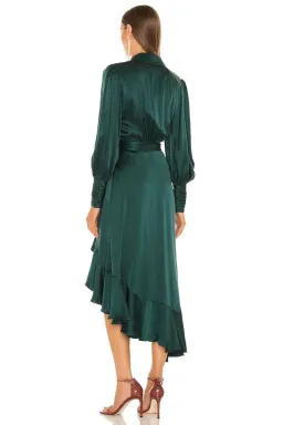 Zimmermann Silk Wrap Midi Dress Dark Green Size 3 / AU 14  for rent on The Volte - image 4