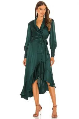Zimmermann Silk Wrap Midi Dress Dark Green Size 3 / AU 14  for rent on The Volte - image 2