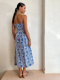 Faithfull the Brand Musee Midi Dress in Island Blue Pacific Print Size 6 for rent on The Volte - image 3