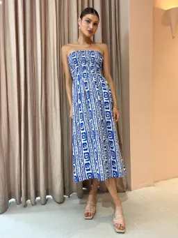 Faithfull the Brand Musee Midi Dress in Island Blue Pacific Print Size 6 for rent on The Volte - image 6