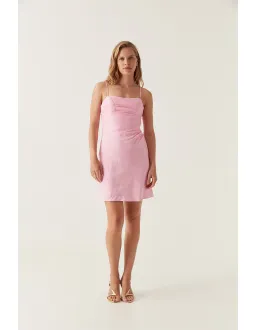 Aje Clarice Draped Mini Slip Dress Bon Bon Pink Size 8 for rent on The Volte - image 1