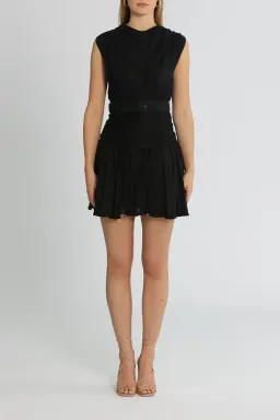 Leo Lin Vanta Draped Silk Linen Mini Dress in Black Size 10 for rent on The Volte - image 1