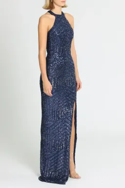 Langhem Julia Evening Gown in Blue Size 16 for rent on The Volte - image 2