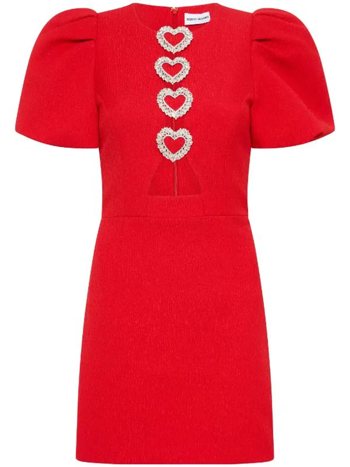Rebecca Valence Chiara Puff Sleeve Mini Dress Red Size AU 8 - Image 5