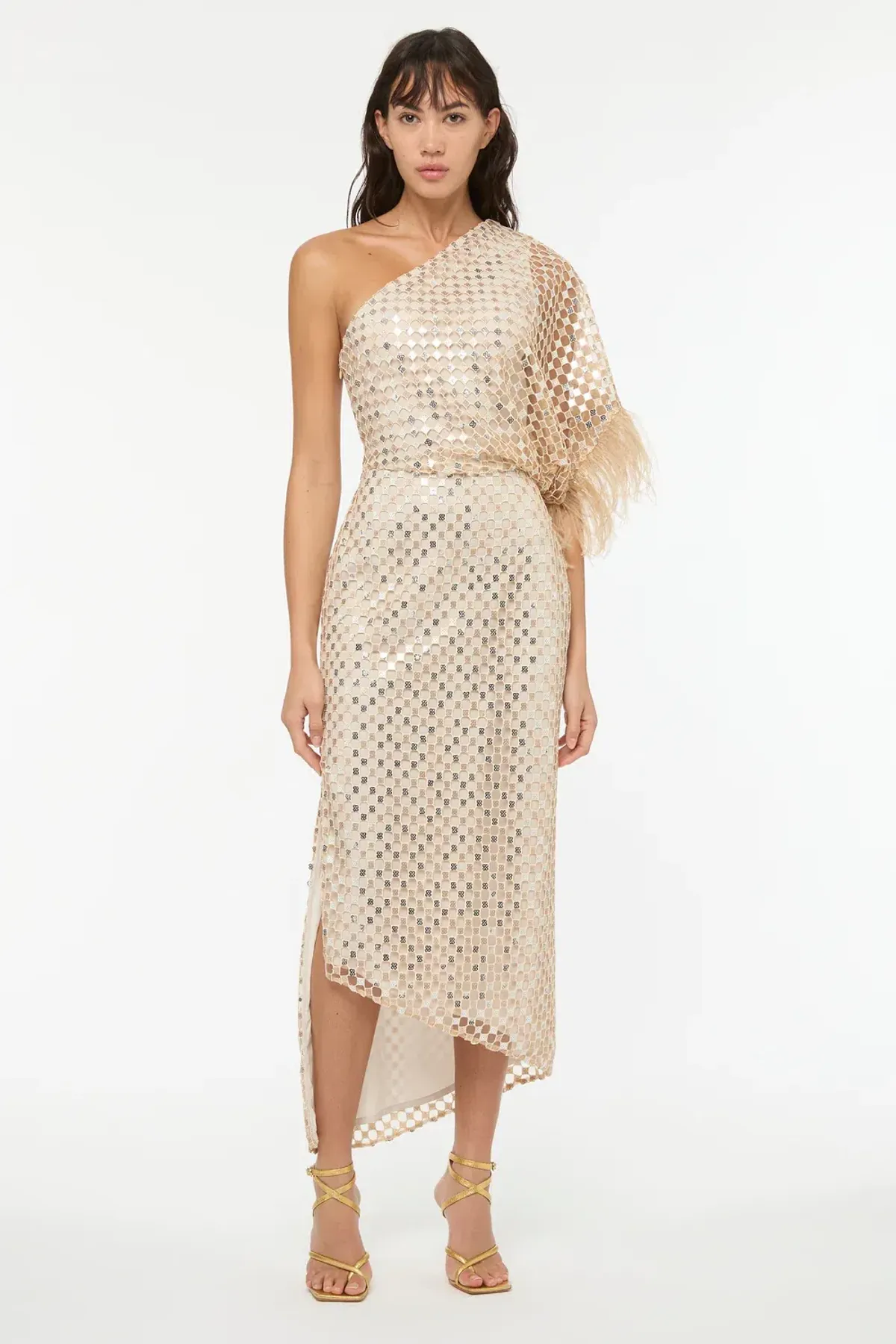 Manning Cartell Checkerboard Sequin Event Dress Glod Size AU 6 - Image 1
