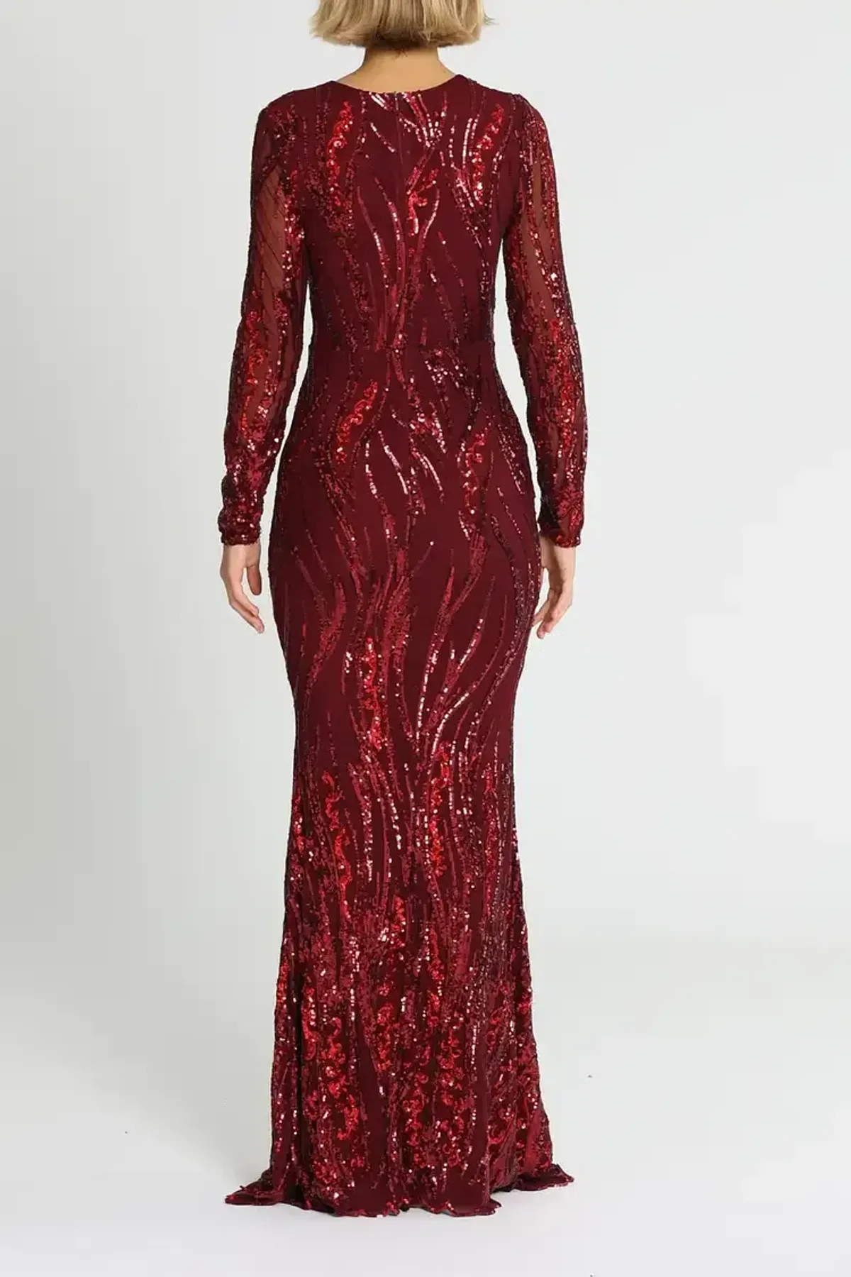 L'amour Deep V Plunge Dress in Wine Size AU 10 - Image 3