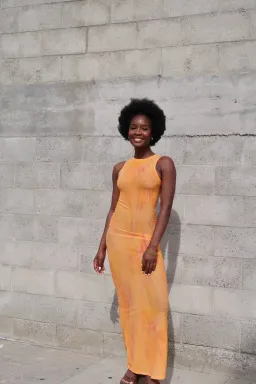 With Harper Lu Tangelo Mesh Maxi Dress Orange Size XS / AU 6 for rent on The Volte - image 5