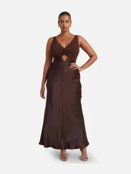 Bec & Bridge Julieta V Maxi Dress Brown Size 8  for rent on The Volte - image 1