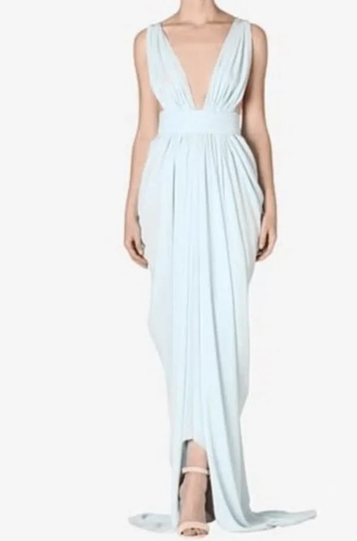 Carla Zampatti Diaphanous Waterfall Dress Ice Blue Size 8 - Image 1