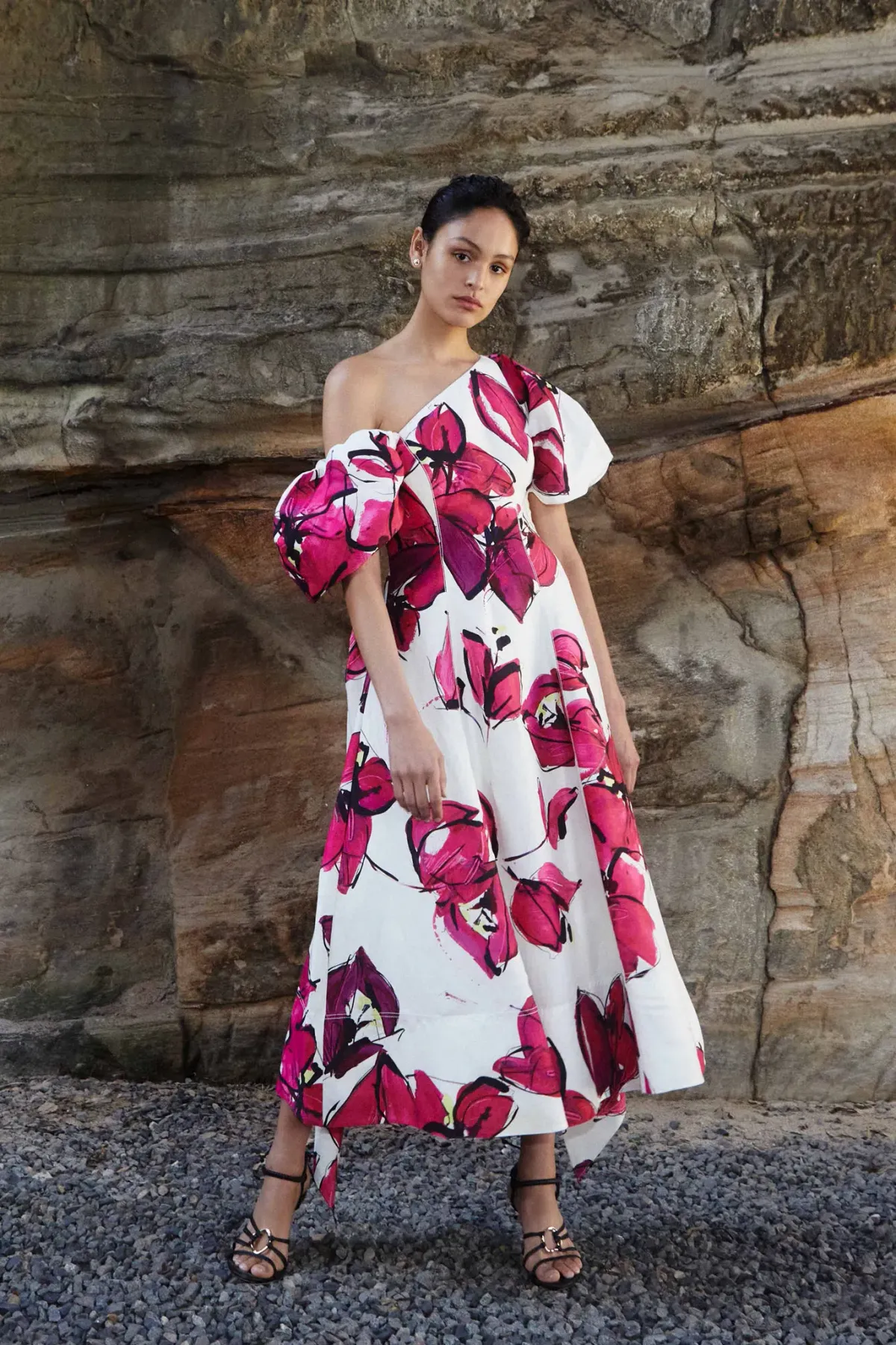 Aje Arista Tulip Sleeve Midi Dress Floral Size 6 - Image 1