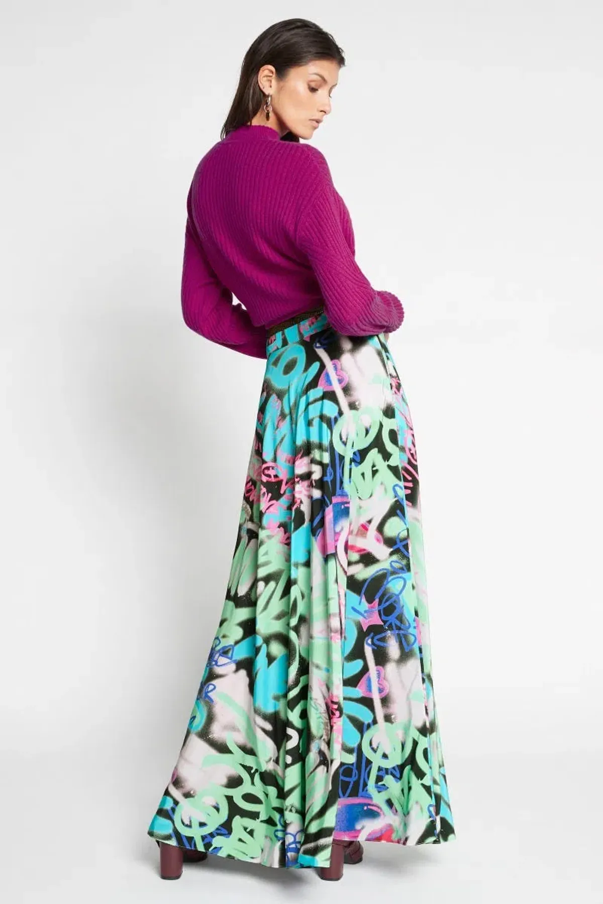 Sass and Bide Graffiti Speaks Maxi Skirt Multi Size 8 - Image 3