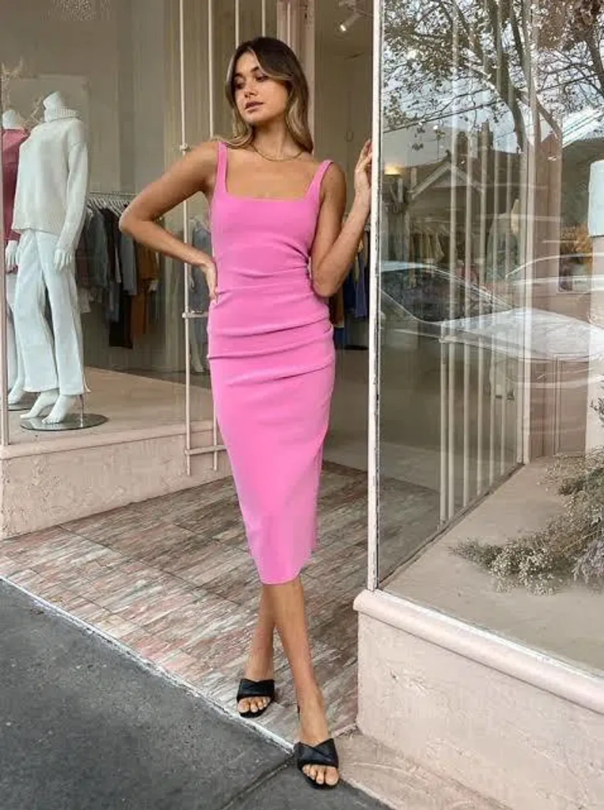 Bec & Bridge Karina Tuck Midi Dress Pink Size 8 - Image 1