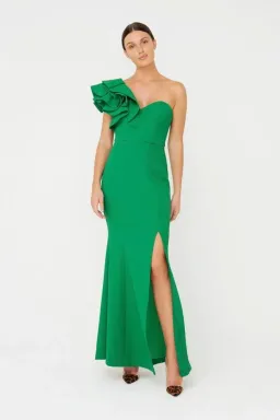 Sheike High Society One Shoulder Dress in Green Size 12 for rent on The Volte - image 1