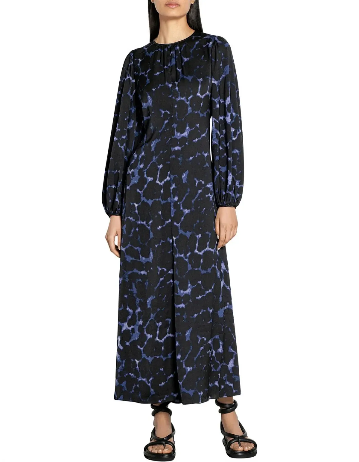Veronica Maine Ink Blot Ankle Length Dress Black Print Size 16 - Image 1