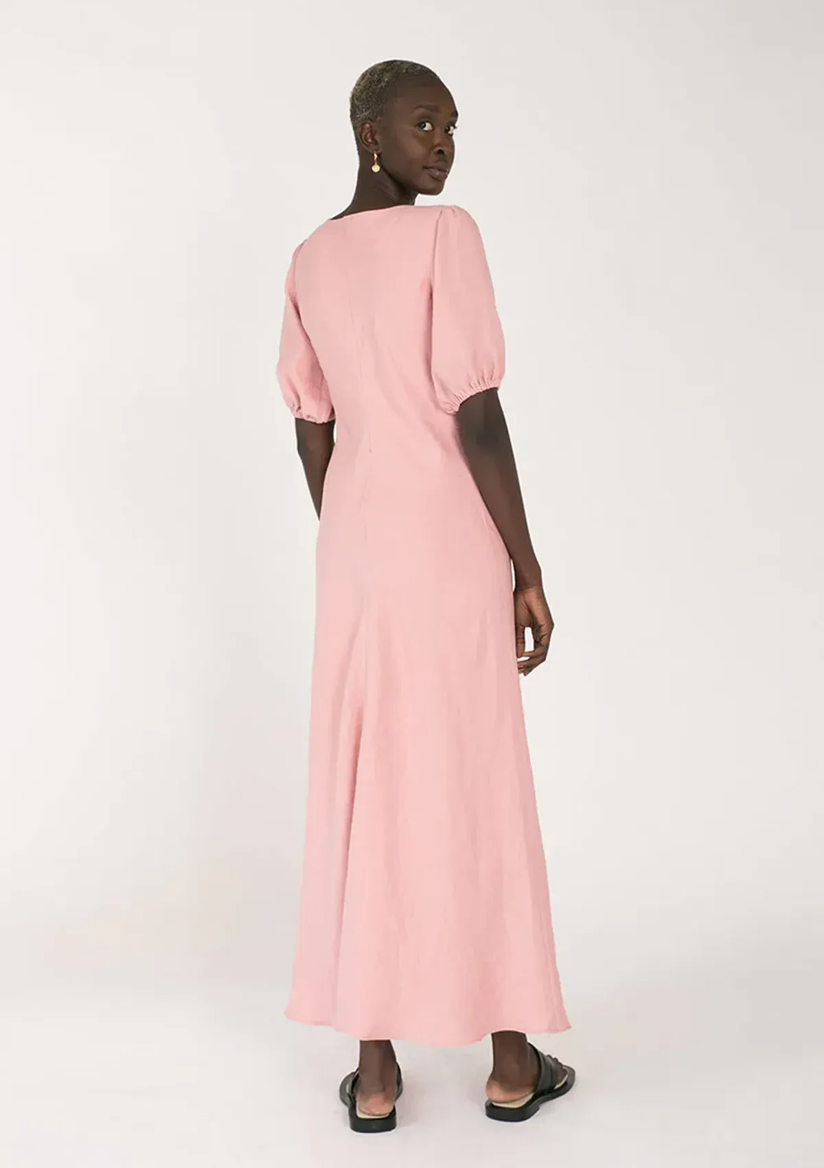 Jillian Boustred Linen Dress Pink Size 16 - Image 5