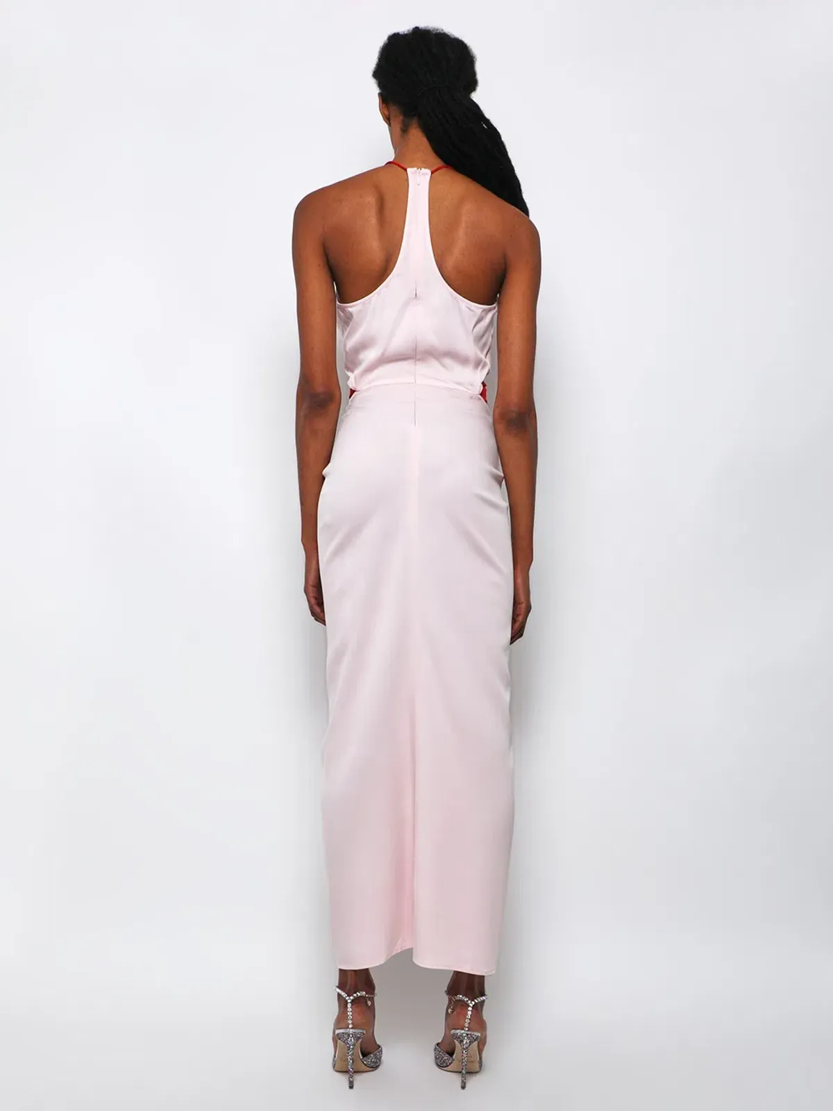 Christopher Esber Multi Panel Disconnect Ruched Halter Dress Rose Quartz Size 12 - Image 3