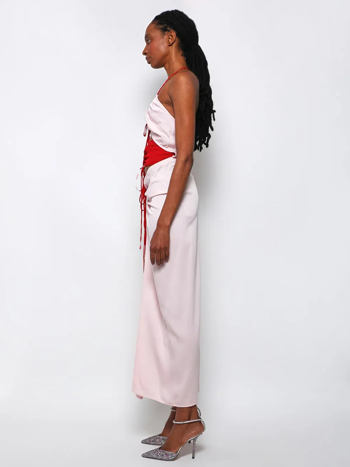 Christopher Esber Multi Panel Disconnect Ruched Halter Dress Rose Quartz Size 12 - Image 2