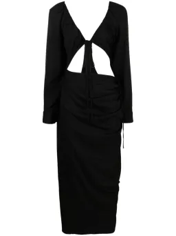 Christopher Esber Ruched Floating Sleeve Tie Dress Black Size 8 for rent on The Volte - image 5
