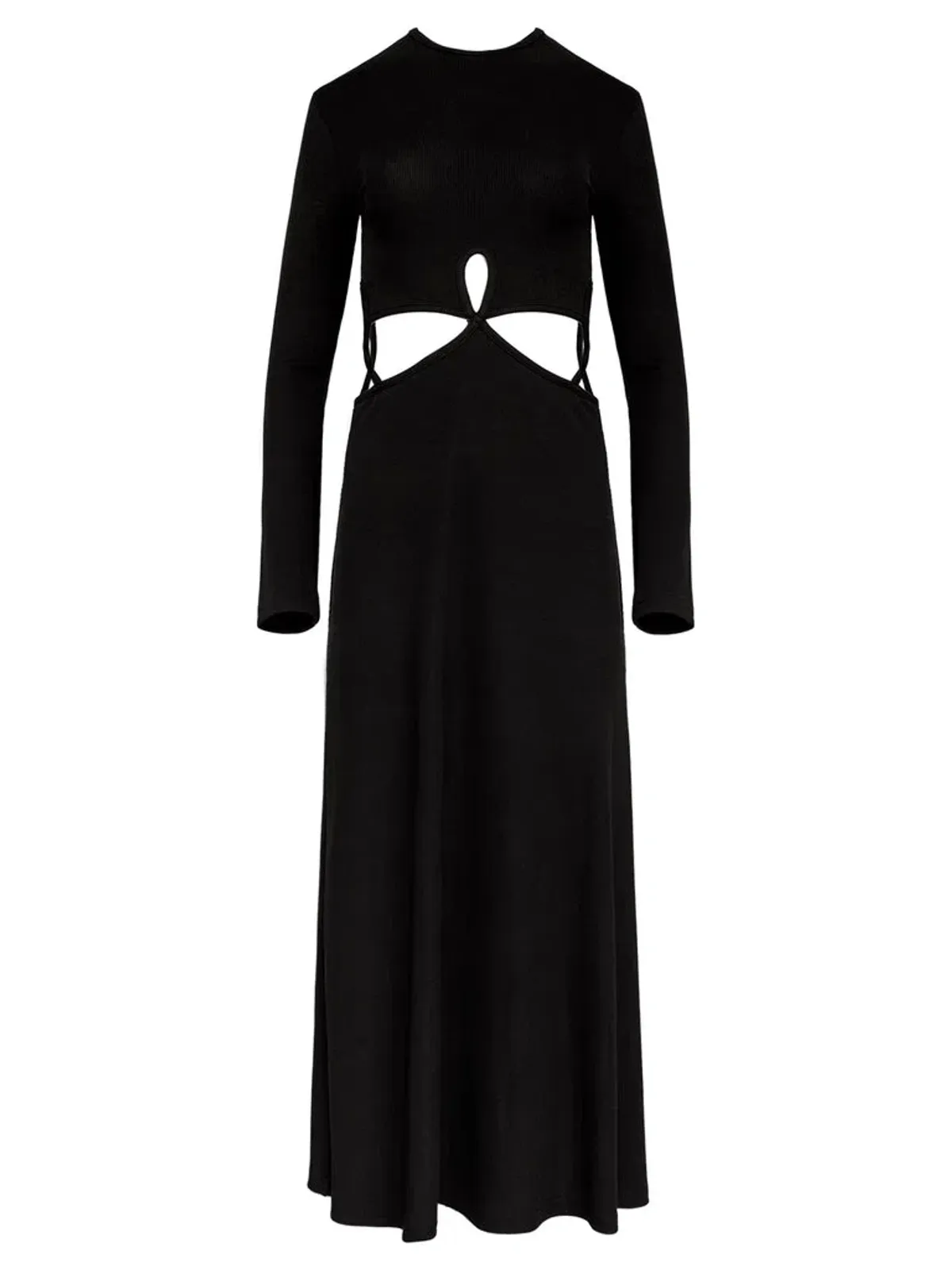 Christopher Esber Looped Cutaway Long Sleeve Rib Dress Black Size 14 - Image 4
