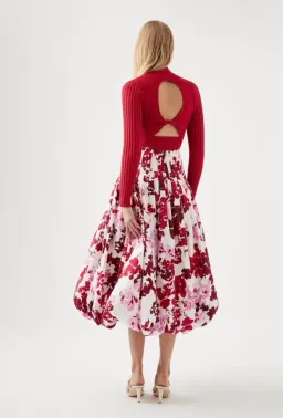 Aje Cherie Bubble Midi Skirt and Top Set Red Floral Size 8 for rent on The Volte - image 5