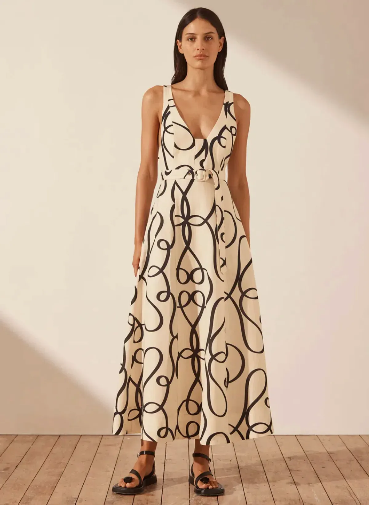 Shona Joy Cecelia Plunged Dress Print Size 8 - Image 1