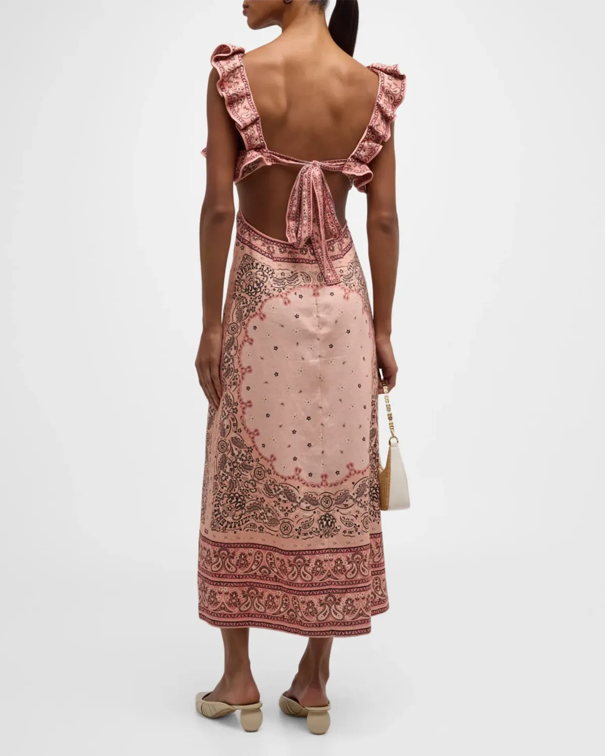 Zimmermann Matchmaker Frilled Midi Dress in Pink Bandana Size 0 / AU 8 - Image 2
