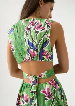 Aje Zorina Tie Midi Dress Green Floral Print Size 14 for rent on The Volte - image 3