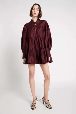 Aje Francis Zip Smock Mini Dress Chestnut Red Size 8 for rent on The Volte - image 1