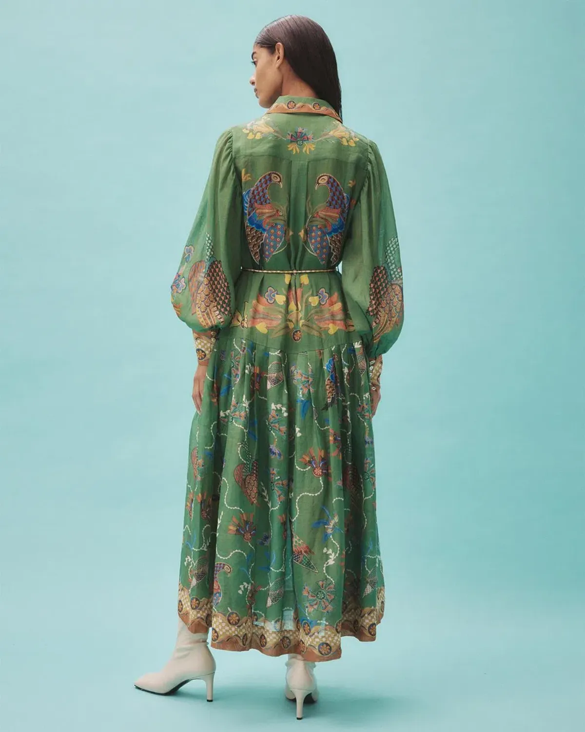 Alemais Birdie Green Shirtdress With Sleeves Size AU 10 - Image 4