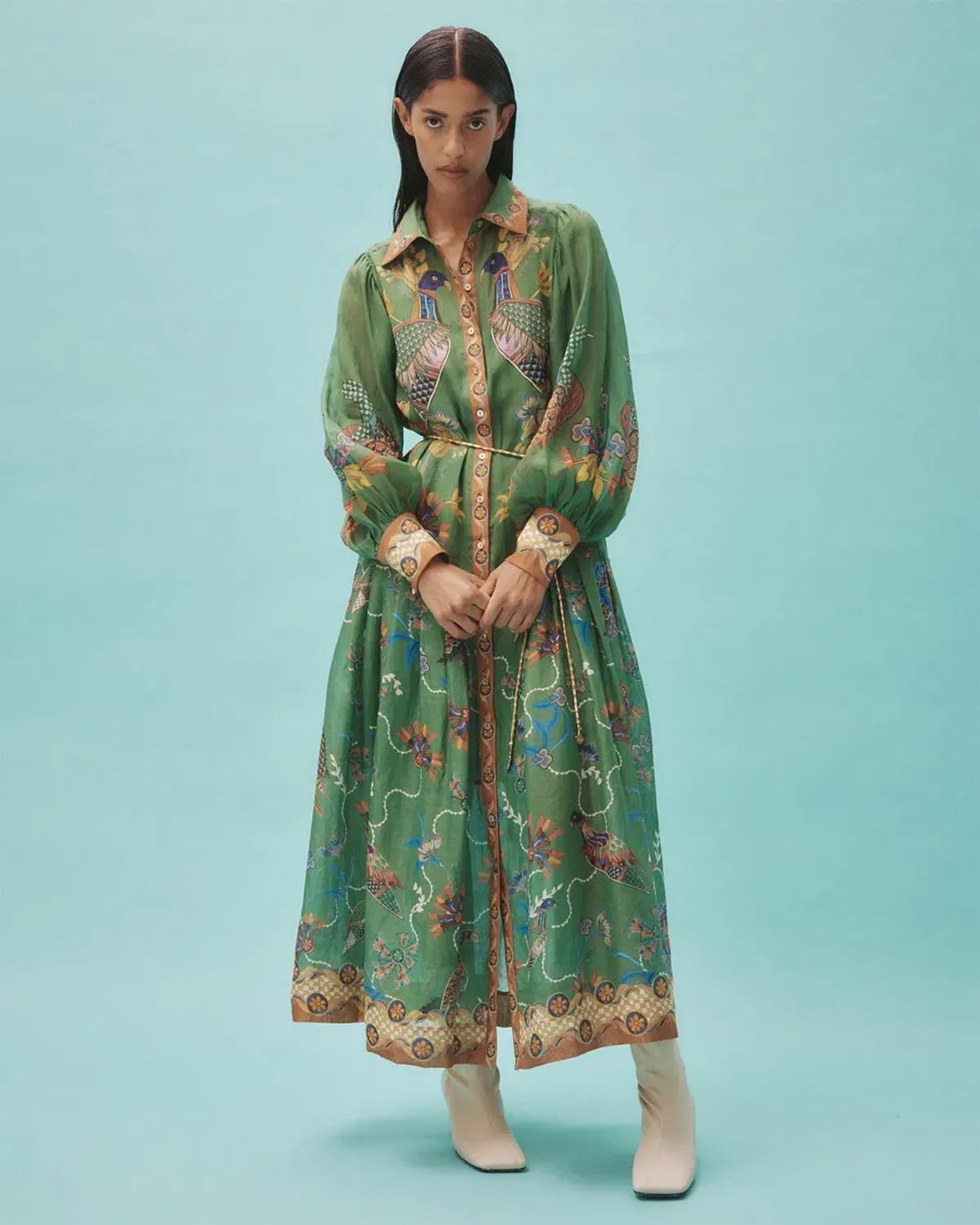 Alemais Birdie Green Shirtdress With Sleeves Size AU 10 - Image 1