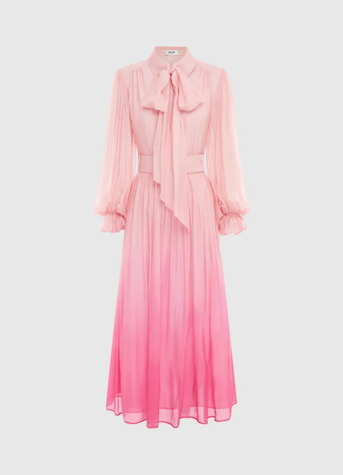 Leo Lin Cassie Tie Neck Midi Dress Ombre Pink Size 14 - Image 3