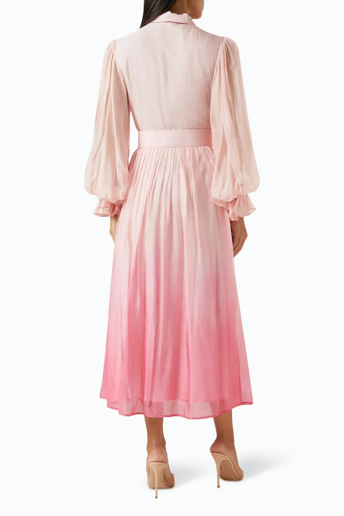 Leo Lin Cassie Tie Neck Midi Dress Ombre Pink Size 16 - Image 2