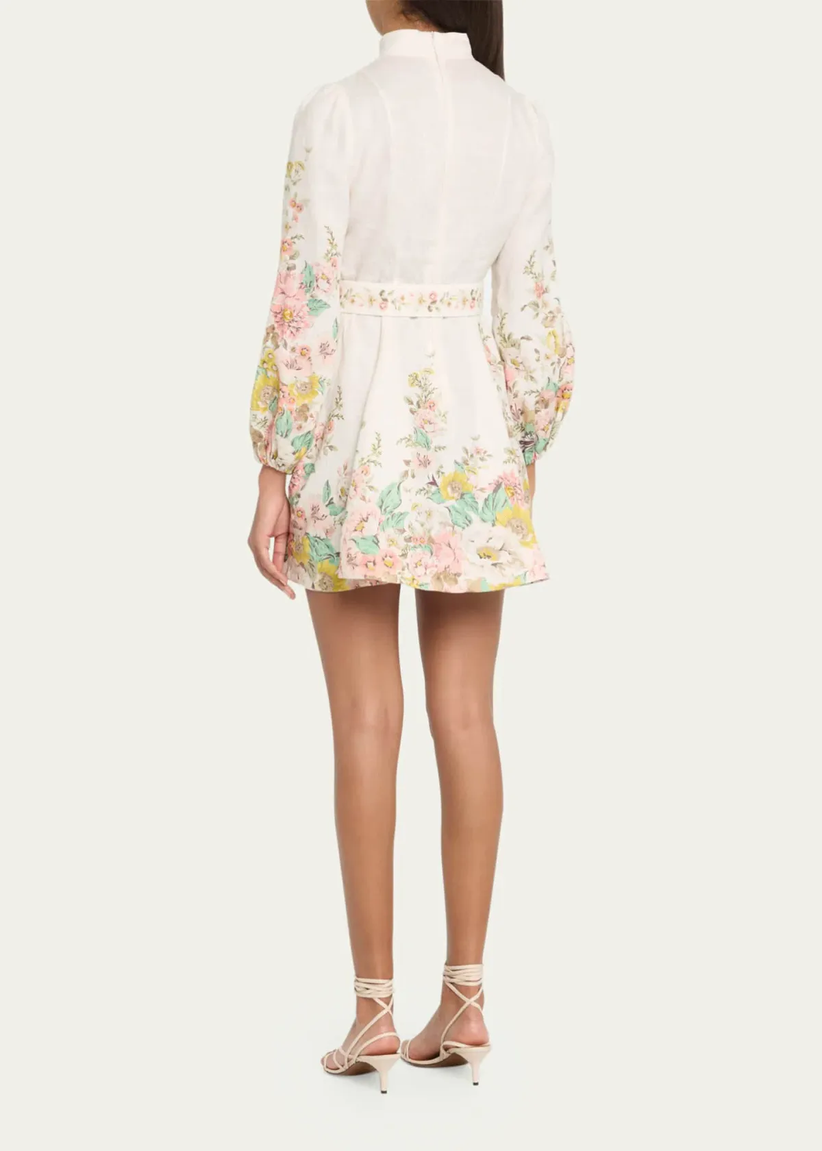 Zimmermann Matchmaker Buttoned Mini Dress in Ivory/Coral Floral Size 1/ AU 10 - Image 2