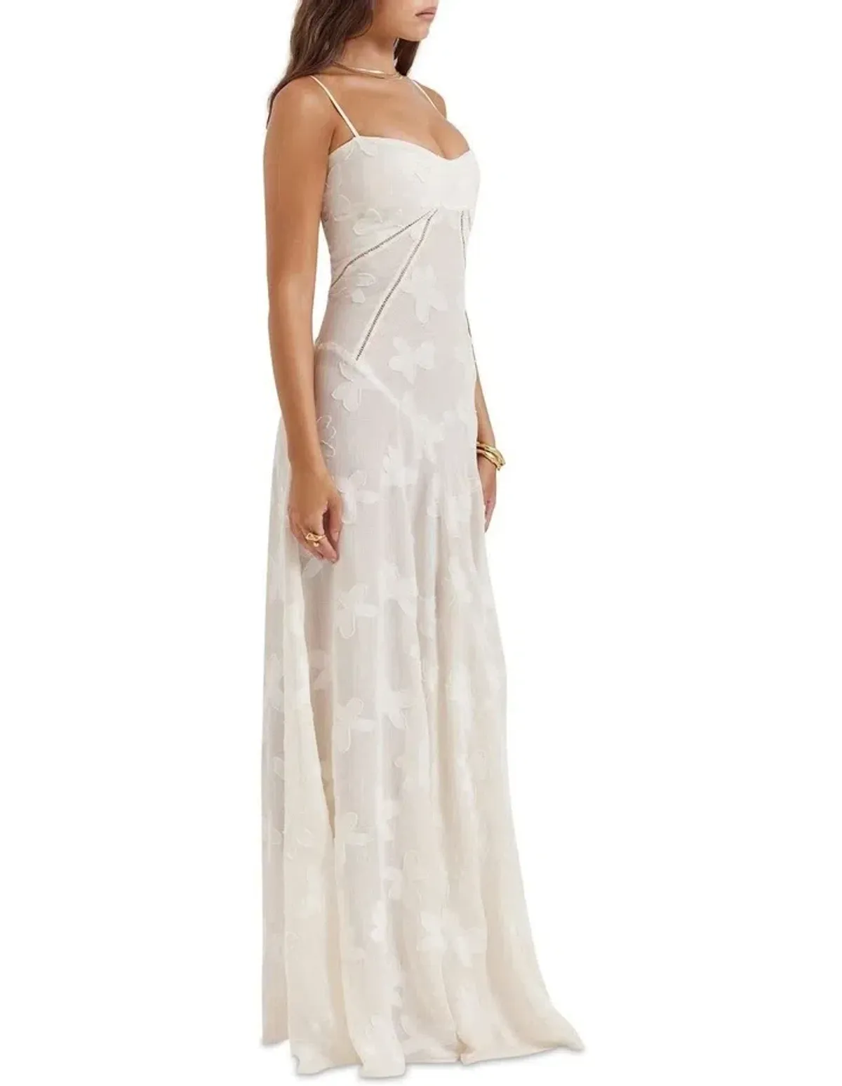 House of CB Seren Floral Lace Back Dress Vintage Cream Size M / AU 10 - Image 4