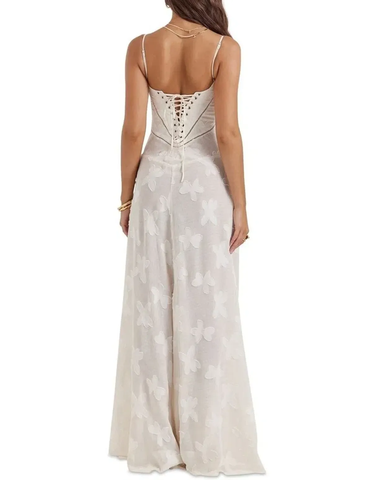 House of CB Seren Floral Lace Back Dress Vintage Cream Size M / AU 10 - Image 6