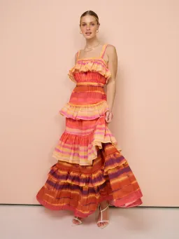 Acler Cardine Maxi Dress In Watercolour Horizon Size 10 for rent on The Volte - image 1