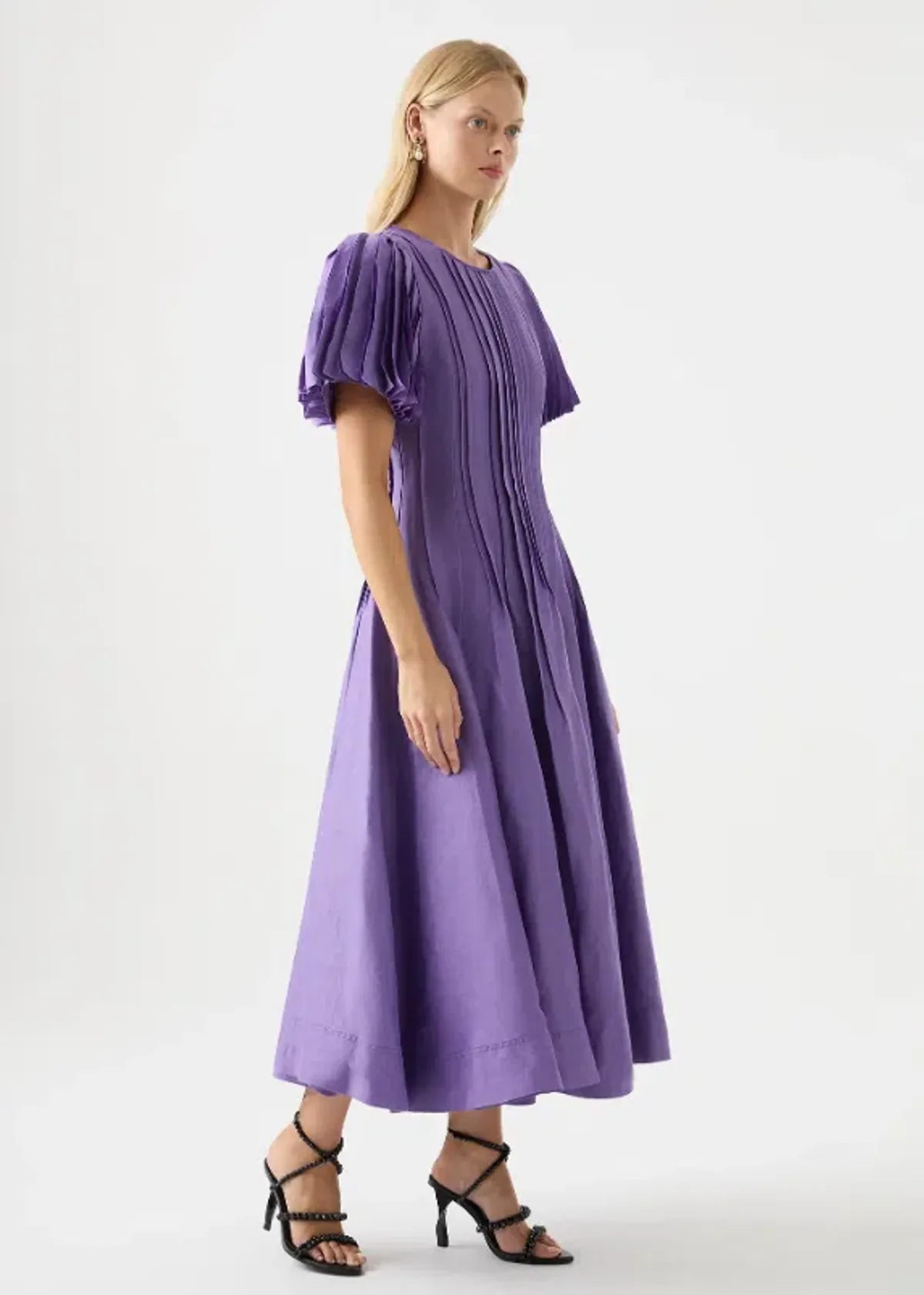 Aje Nova Pleated Midi Dress in Deep Violet Size 6 - Image 2