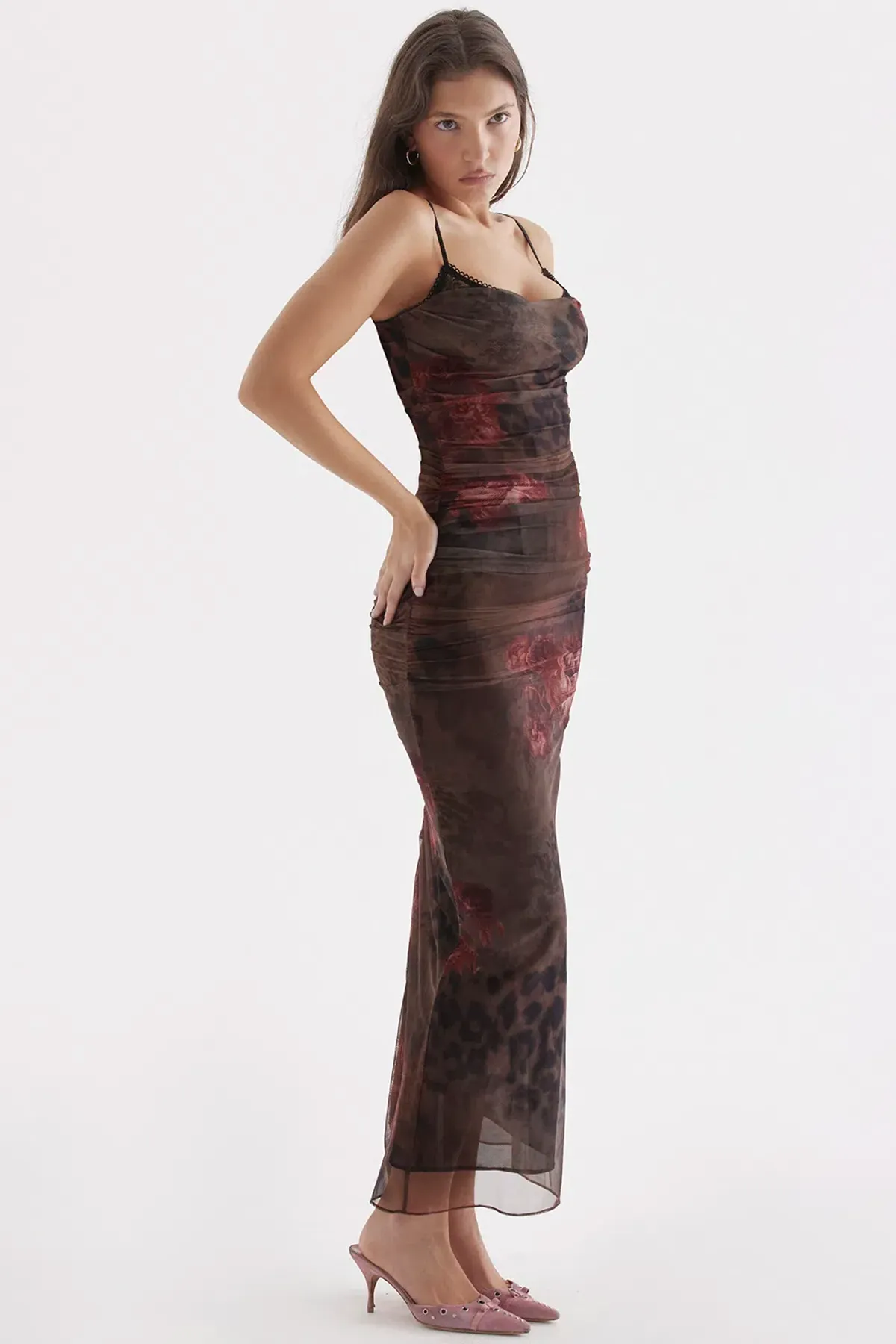 House of CB Nalini Printed Midi Dress Leopard Print Size S/ AU 8 - Image 2