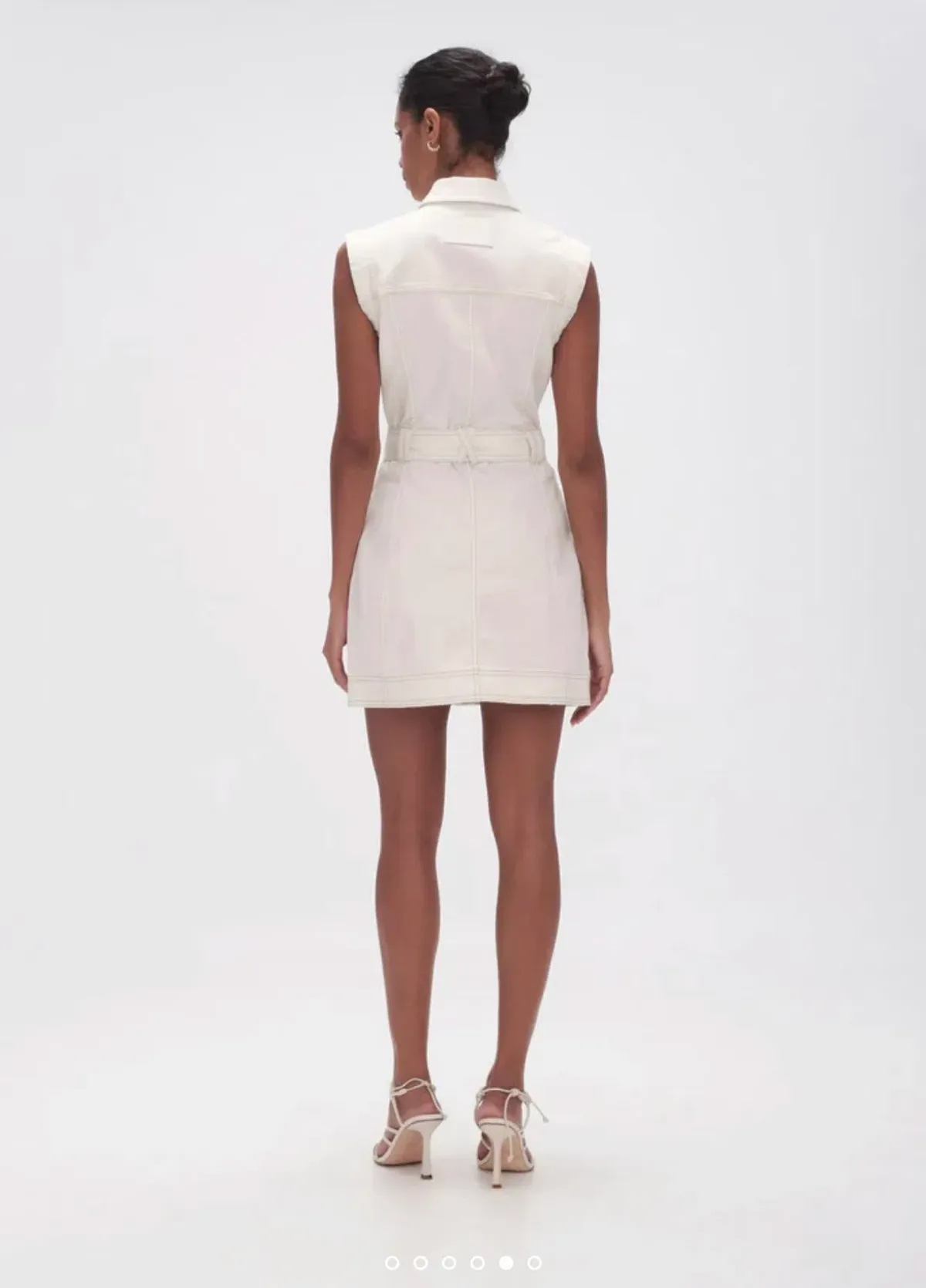 Aje Darcie Denim Mini Dress White Size 12 - Image 3
