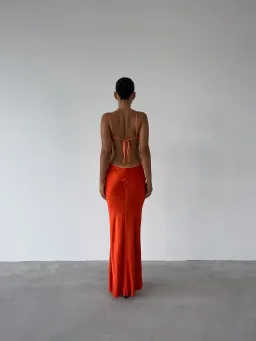 Bec & Bridge Cedar City Maxi Dress in Turmeric & Fire Red Size 16  for rent on The Volte - image 3