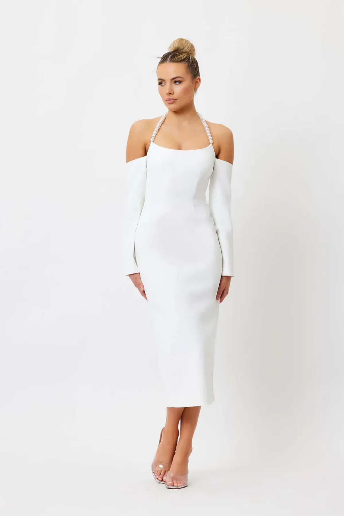 Bianca and Bridgett Tess Pearl Neck Dress White Size 8 - Image 1